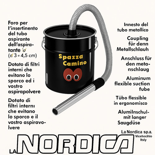 Bidone aspira cenere nordica - cenere,